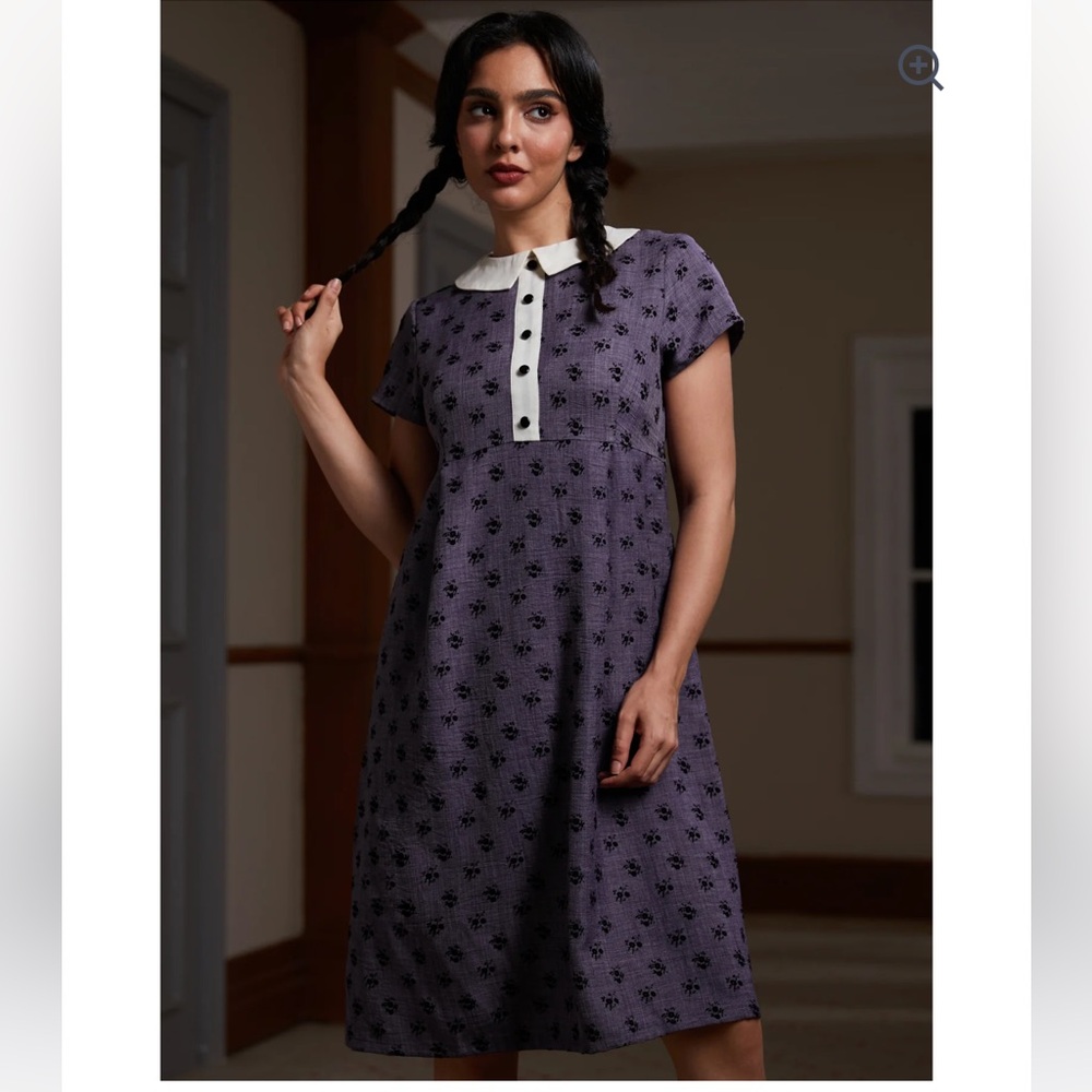 Modcloth Purple and Black Floral Midi Dress 3x NWT
